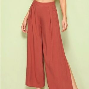 SHEIN fold pleat split thigh side palazzo pants XS